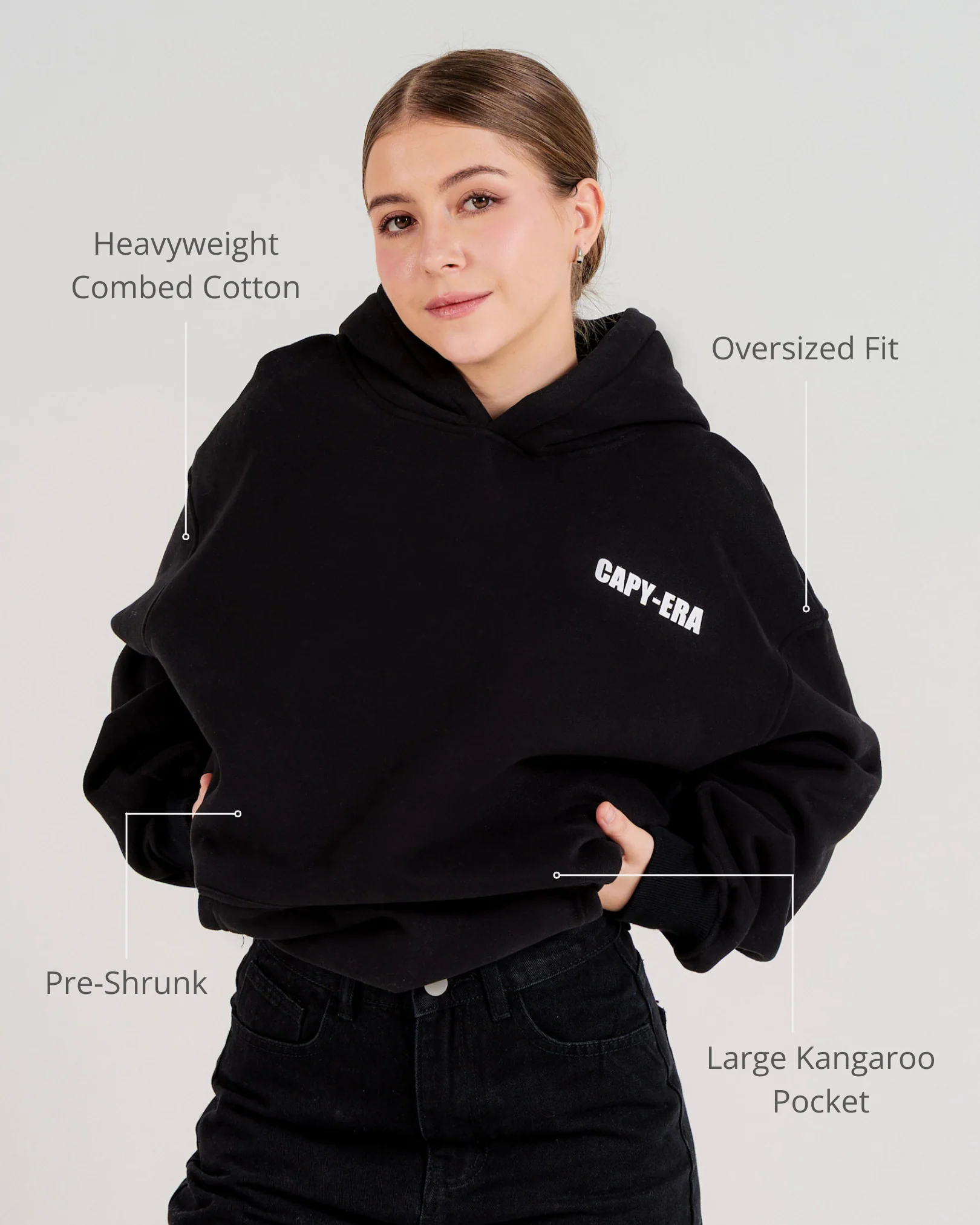 Anime Capybara Hoodie - Black - Image 3