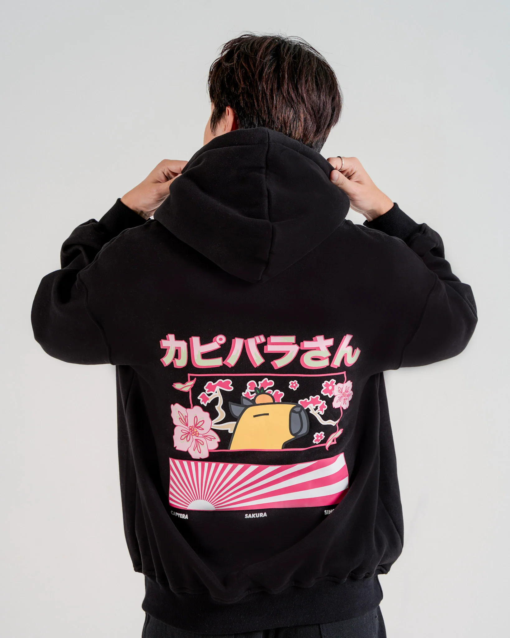 Anime Capybara Hoodie - Black - Image 4