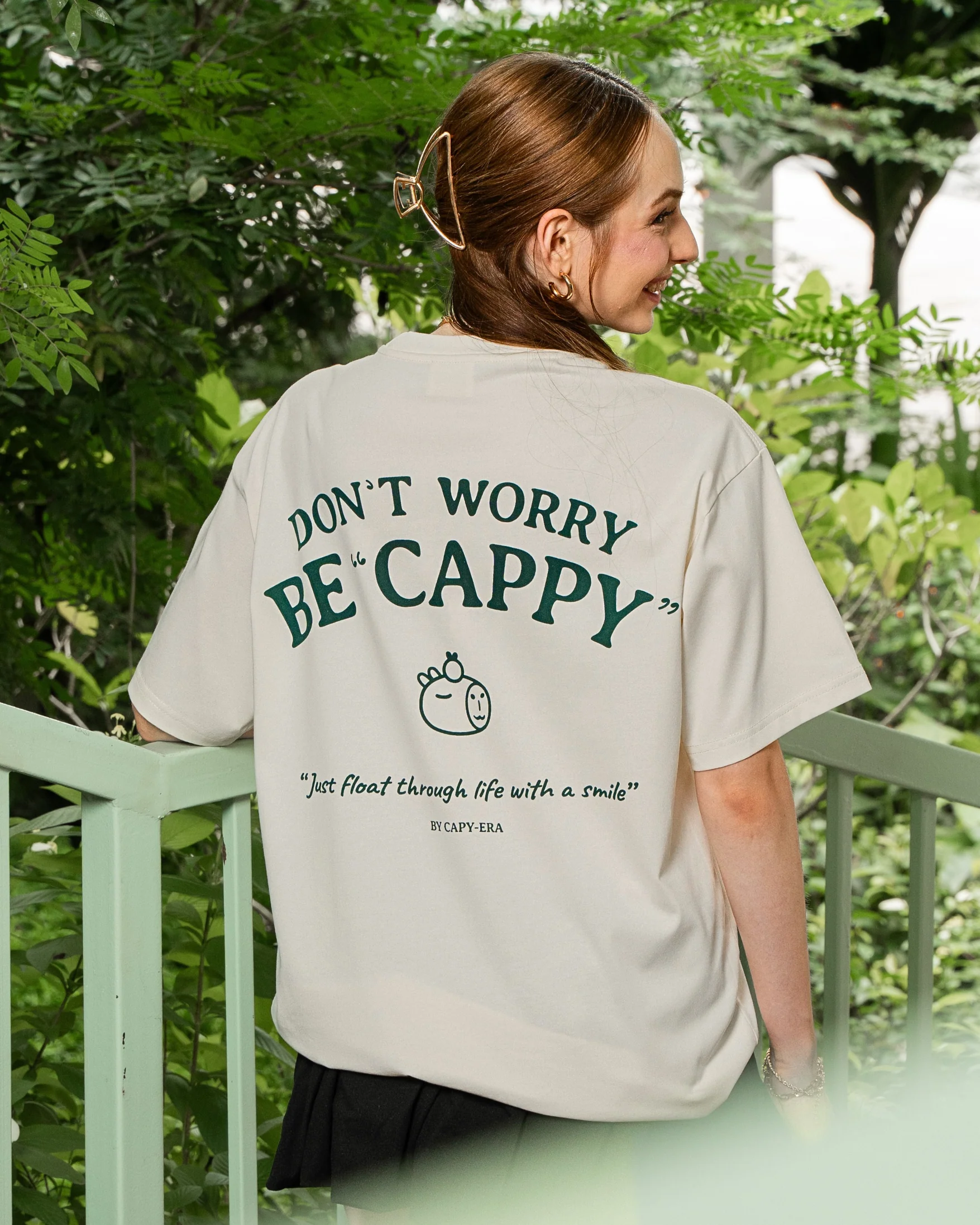 Don't Worry Be Cappy Tee - Cream - Image 2