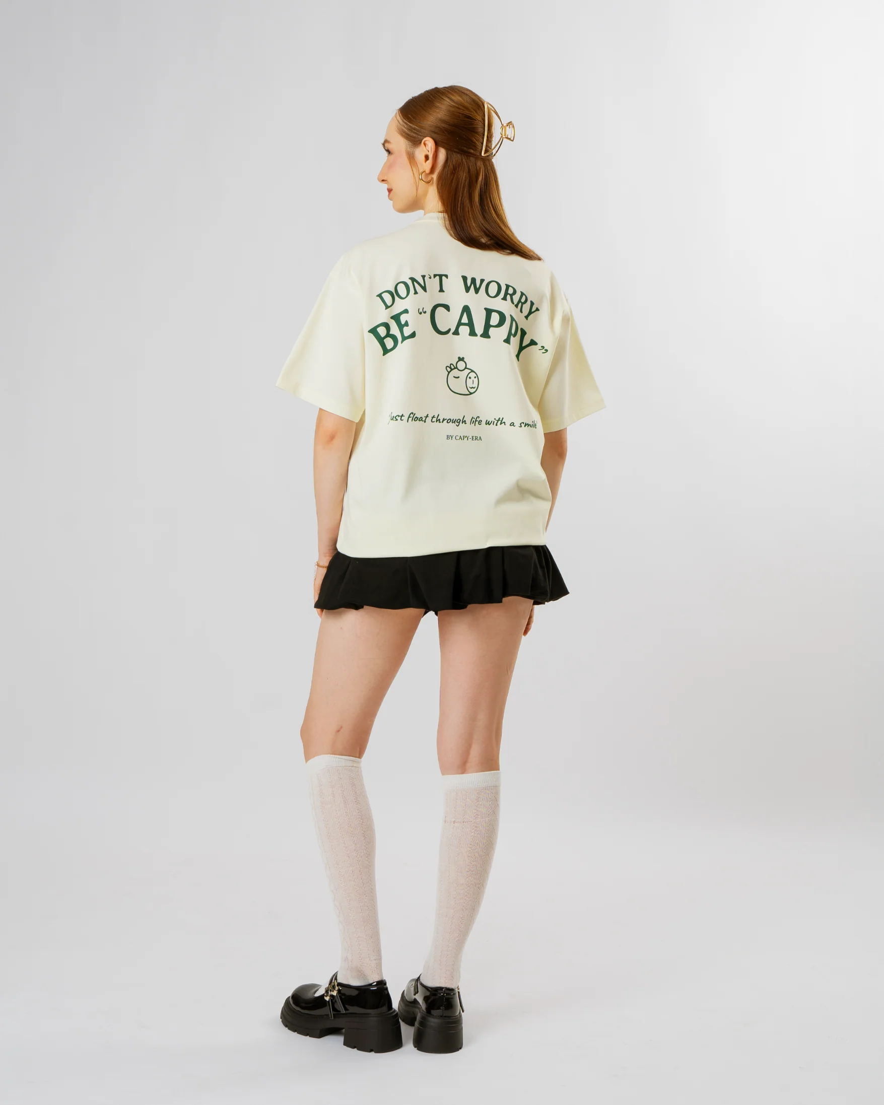 Don't Worry Be Cappy Tee - Cream - Image 5