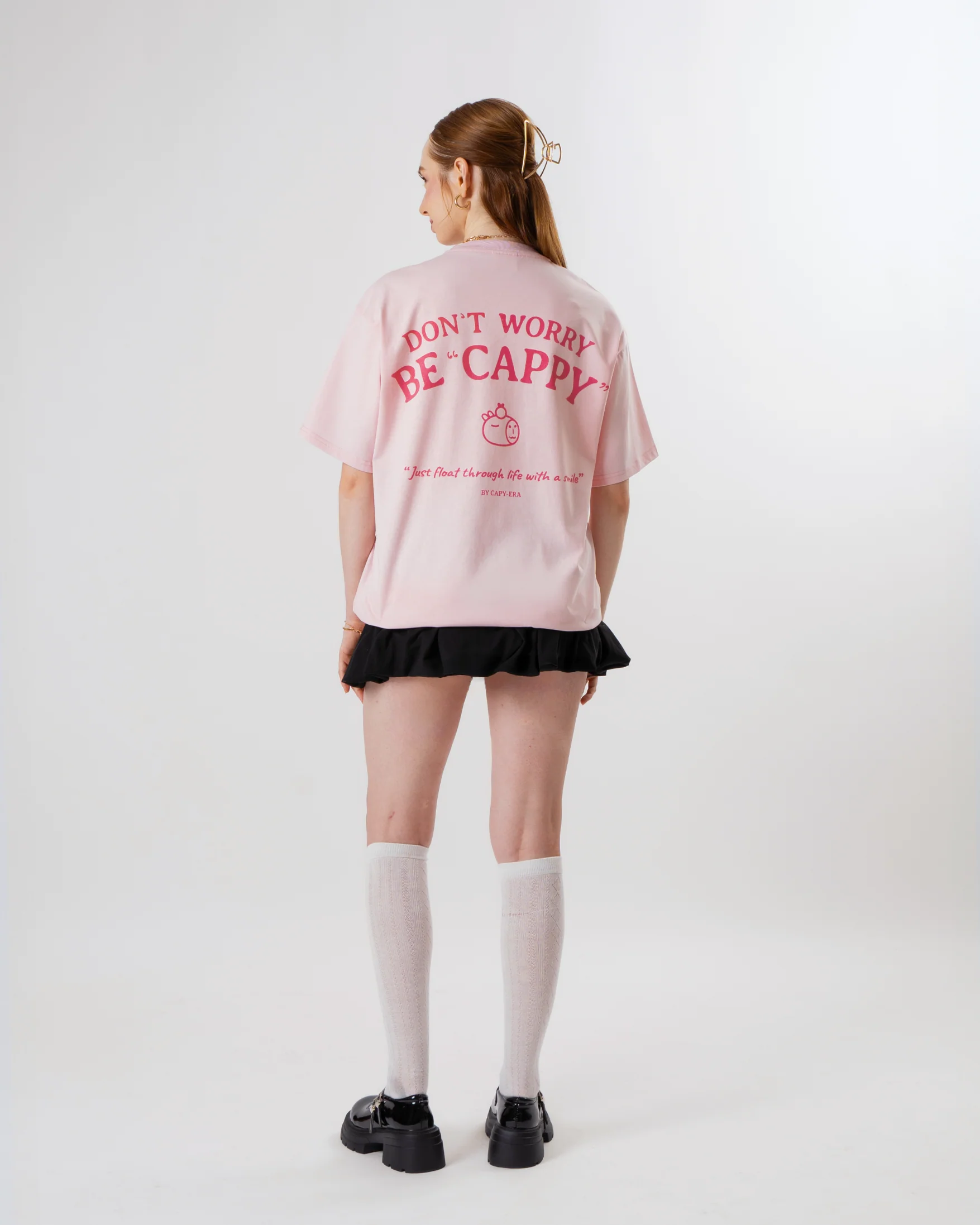 Don't Worry Be Cappy Tee - Pink - Image 5