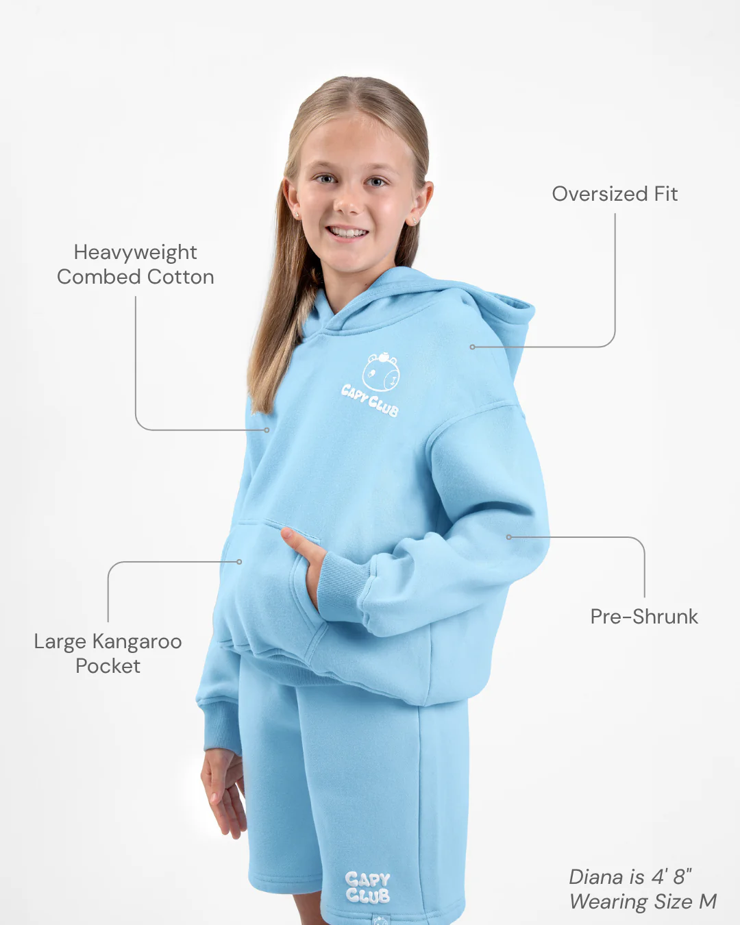 Chonky Capybara - Kids Hoodie: Blueberry 🫐 - Image 4