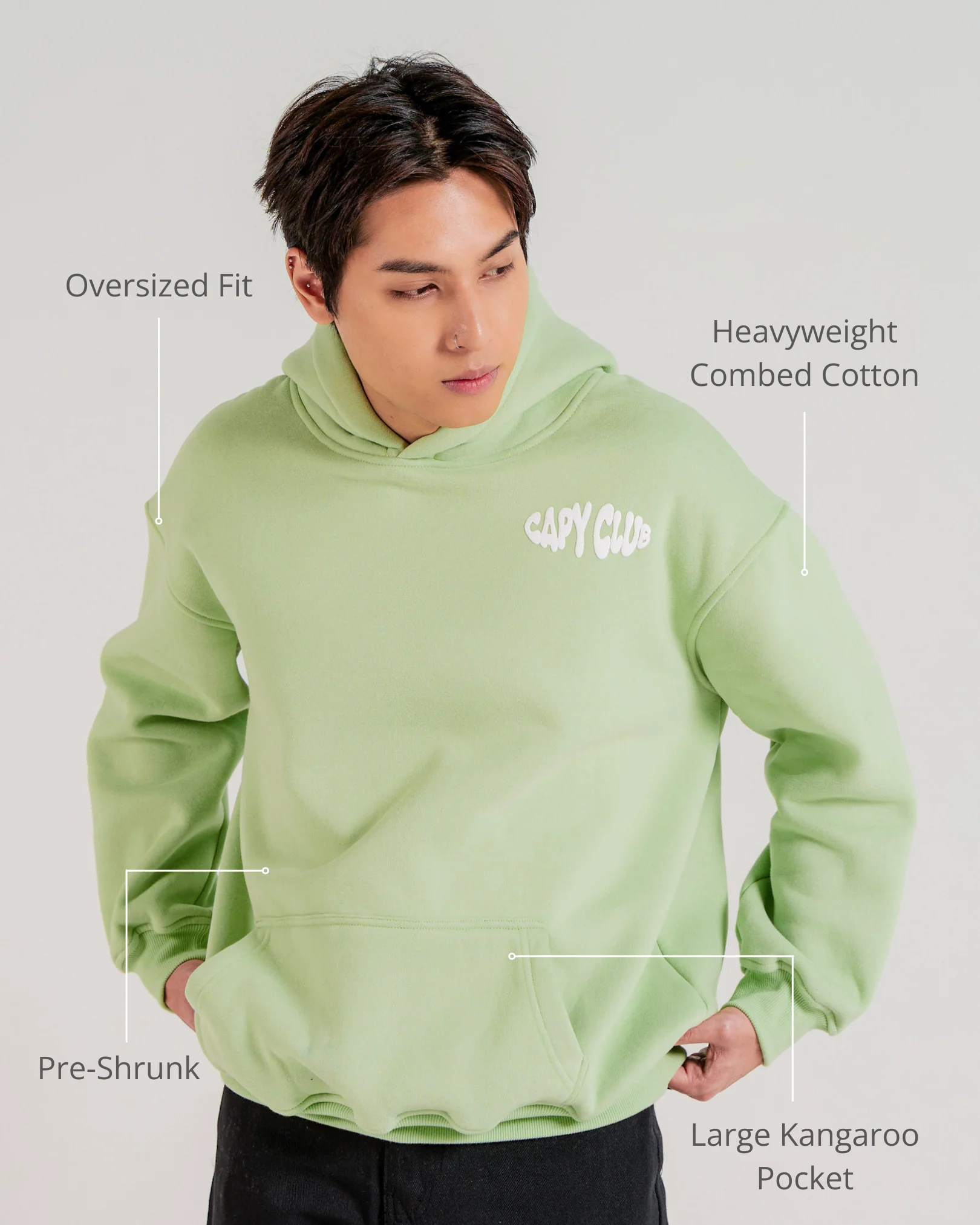 Born To Chill Hoodie - Sage Green - Image 3