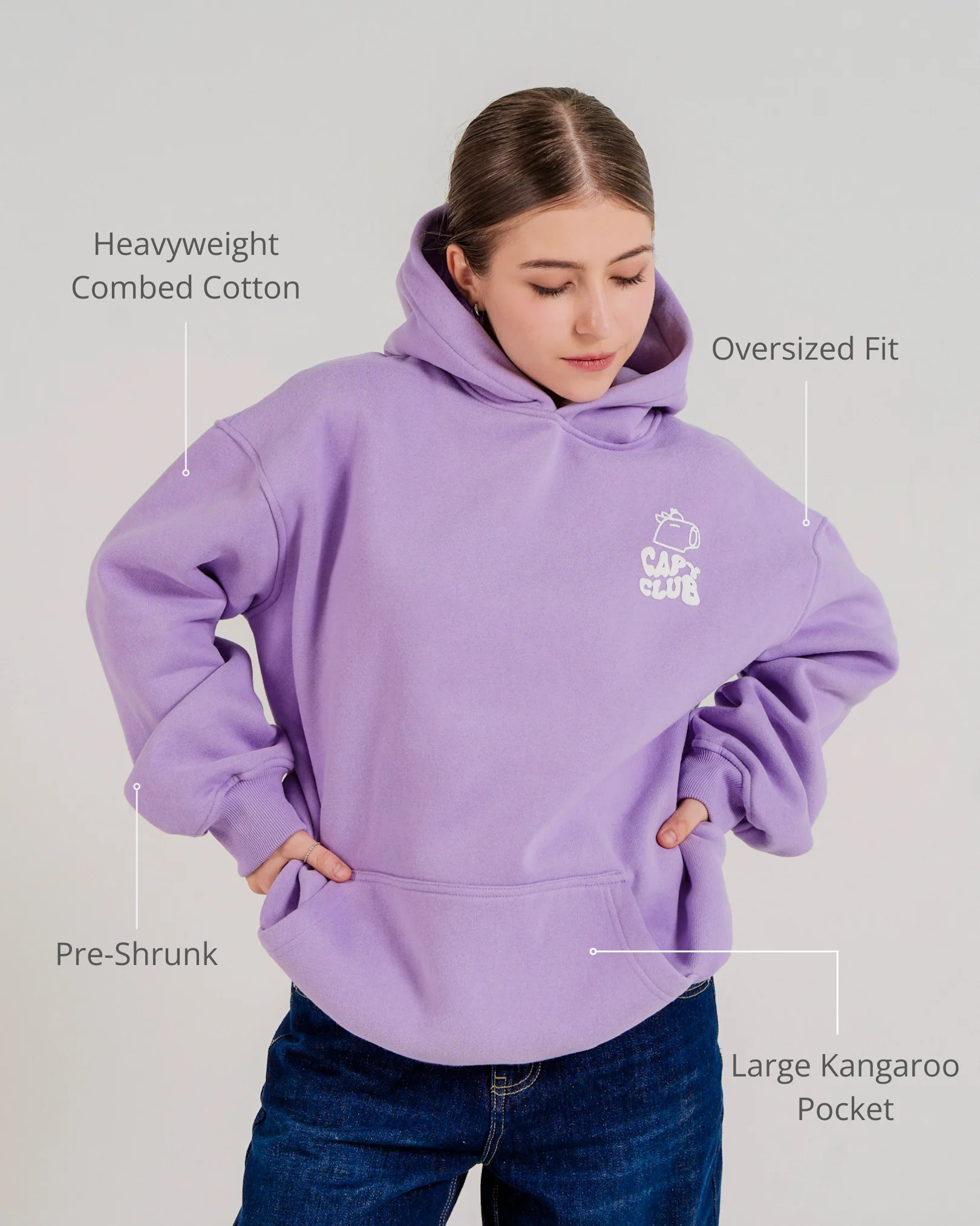 Chonky Capybara Hoodie - Lilac - Image 3