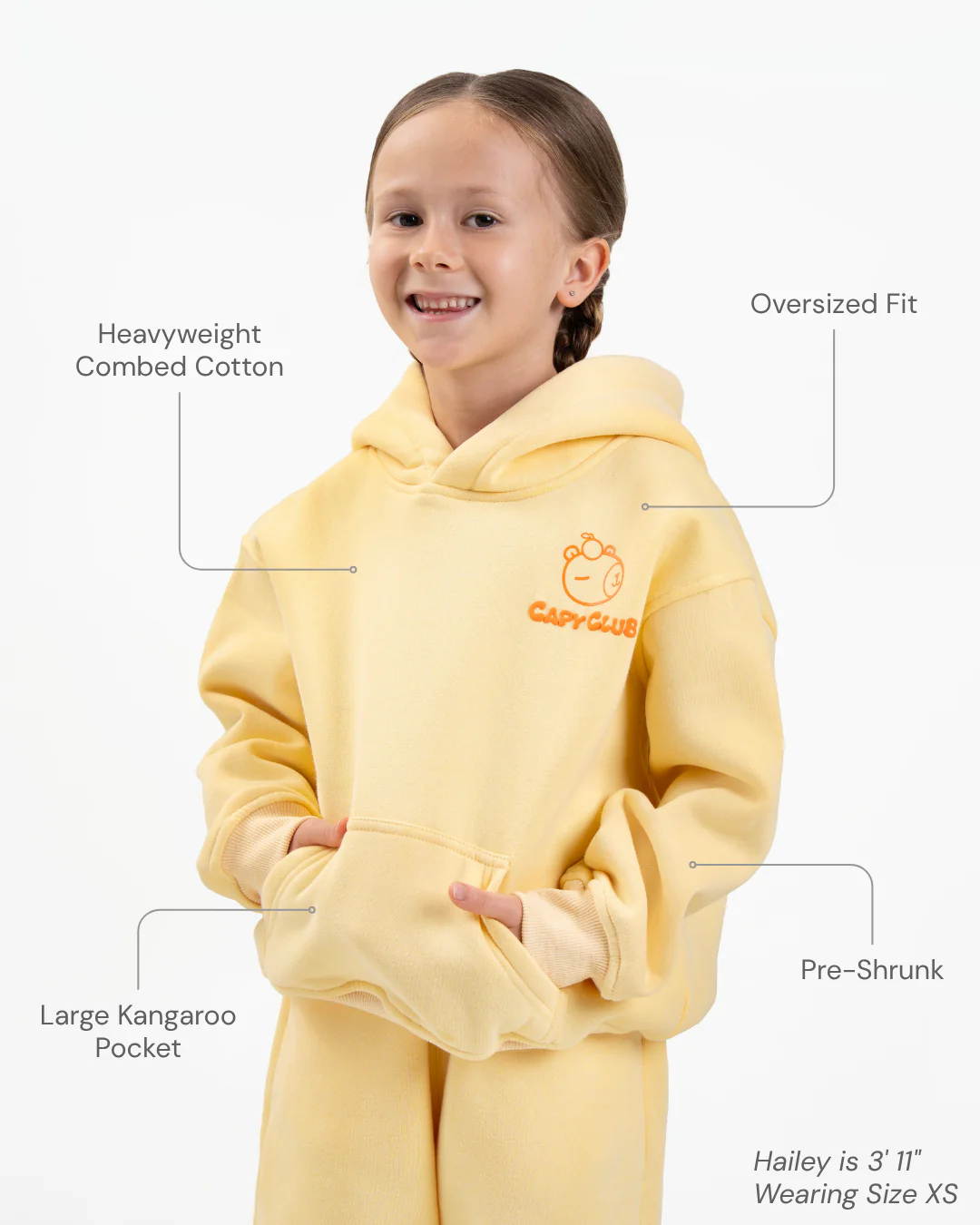Chonky Capybara - Kids Hoodie: Orange 🍊 - Image 4