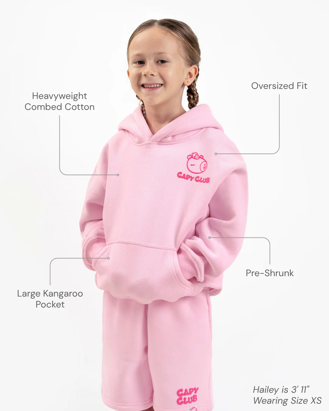 Chonky Capybara - Kids Hoodie: Strawberry 🍓 - Image 4