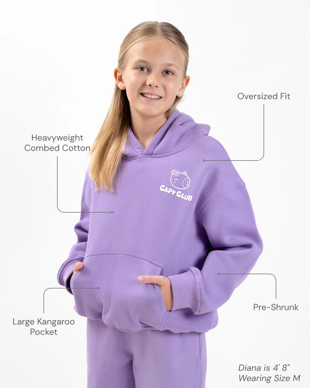 Chonky Capybara - Kids Hoodie: Violet 💜 - Image 4